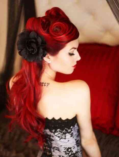 Look rojo para mujer 1 cabello