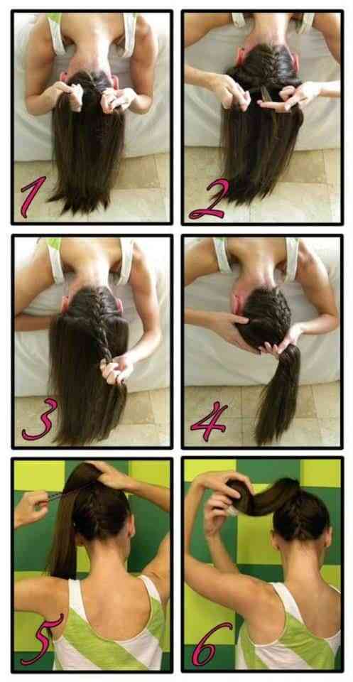 Hazte una trenza boca a bajo 1 trenza