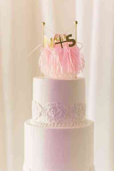 boda blanco y rosa - tarta