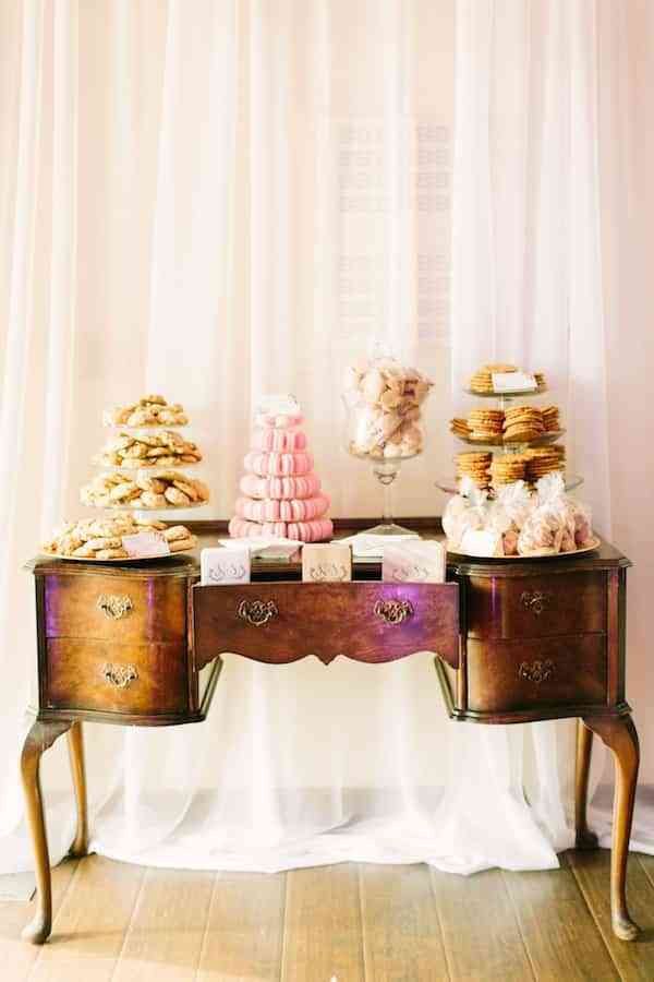 boda rosa y blanco - mesa de los dulces