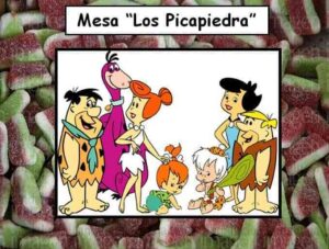 cartel mesa bodas los picapiedra