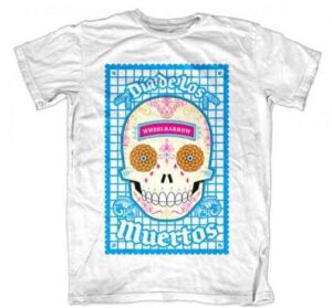 Camiseta Halloween el día de los muertos azul