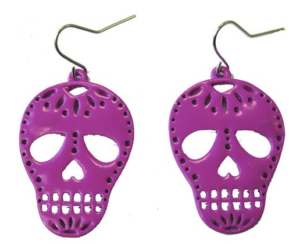 Pendientes calaveras moradas
