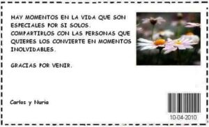 Tarjeta de agradecimiento para bodas
