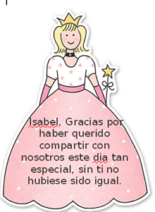 Tarjeta de agradecimiento princesa