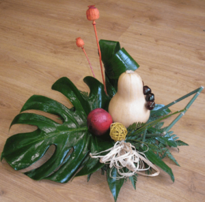 centro de mesa con calabaza